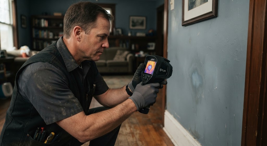 Hidden water leak detection in Atlantic City NJ using thermal imaging and moisture meters